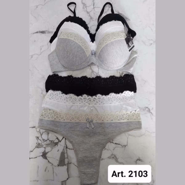 LU2103 ART.LU2103 CONJUNTO TAZA SOFT ALGODÓN C/PUNTILLA Y BASE